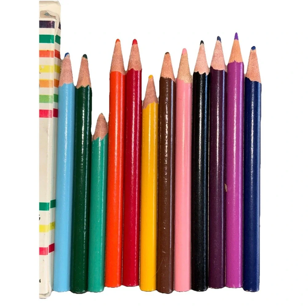 VINTAGE COLORTONE CRAYON PENCILS SET OF 12  NON TOXIC  4.5